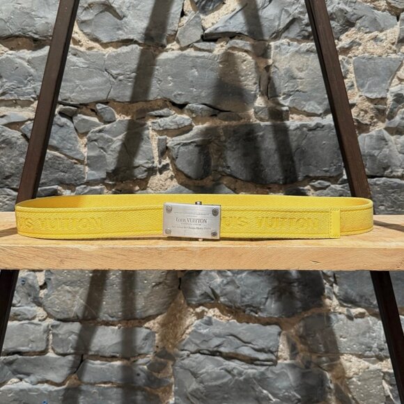Louis Vuitton Bengal Inventeur Yellow Nylon Logo Belt - Picture 2 of 11